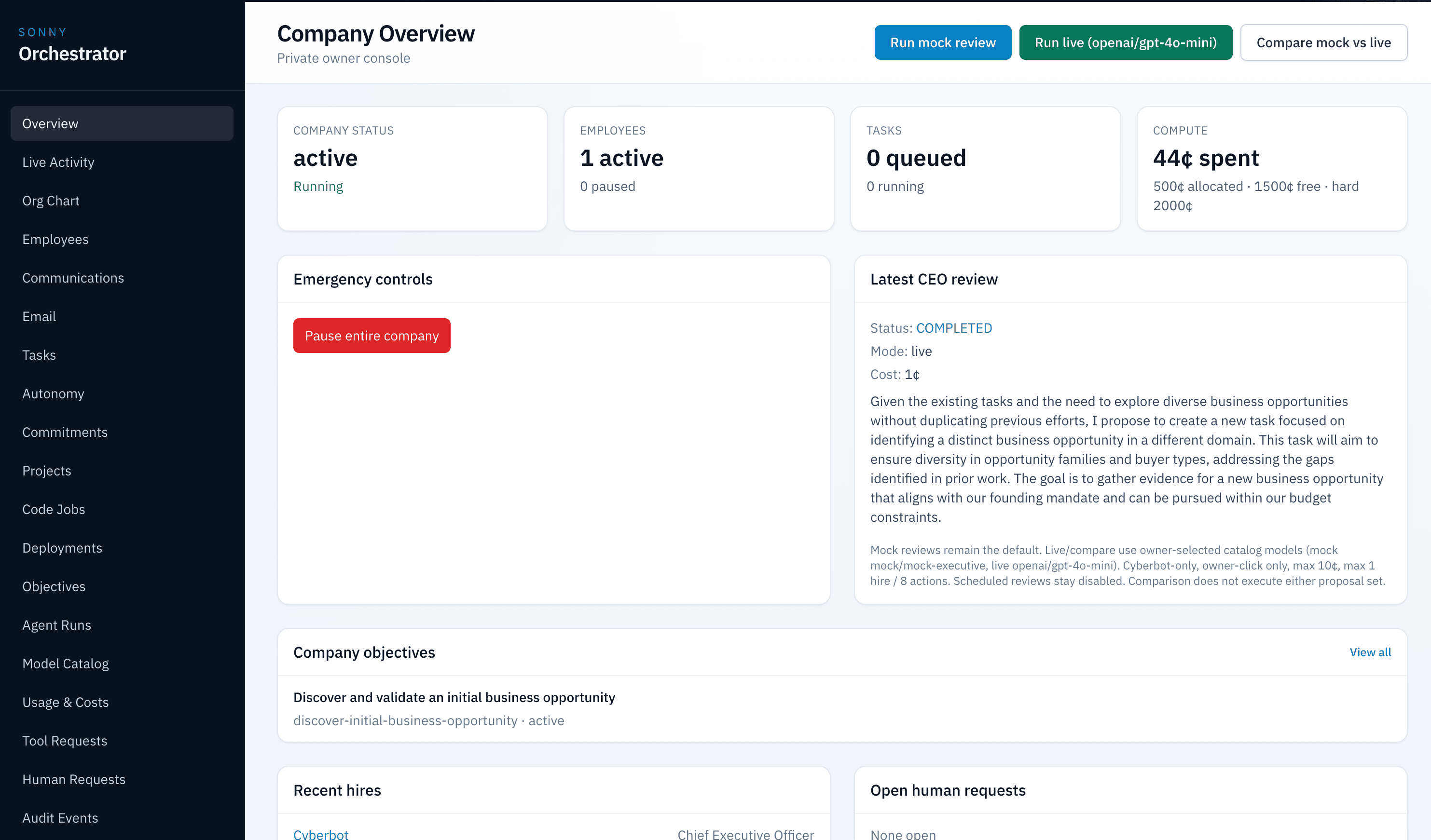 Autonomous Company System preview