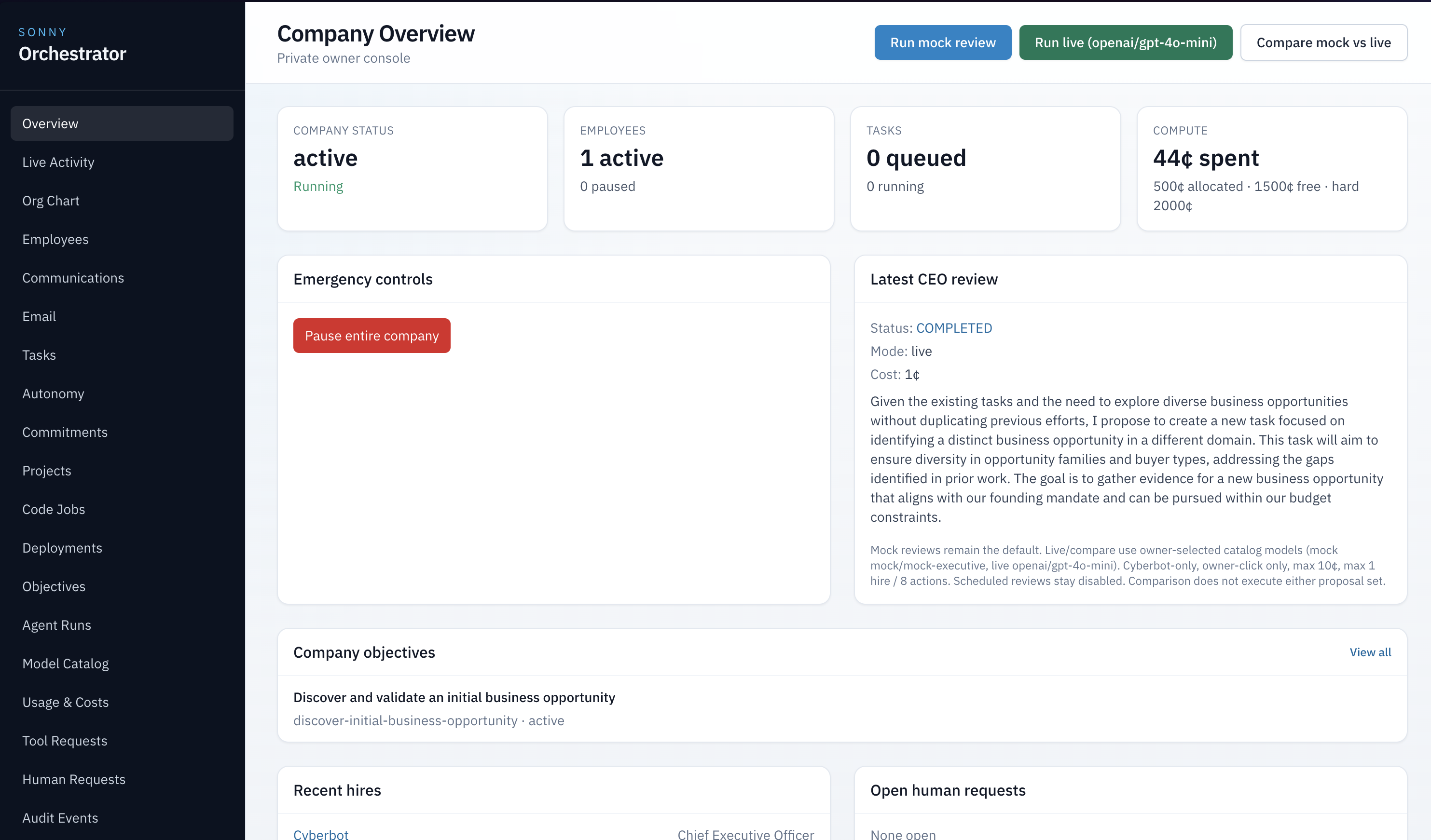 Autonomous Company System preview