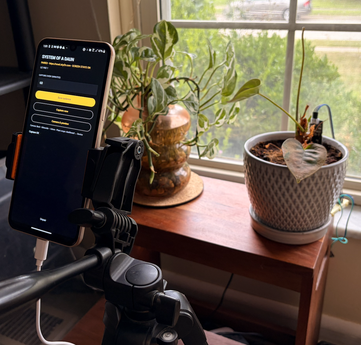 Physical deployment of an Android monitor and soil probe